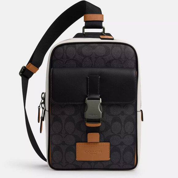 🥰 Coach Track Pack In Colorblock Signature Canvas - Picture 1 of 15